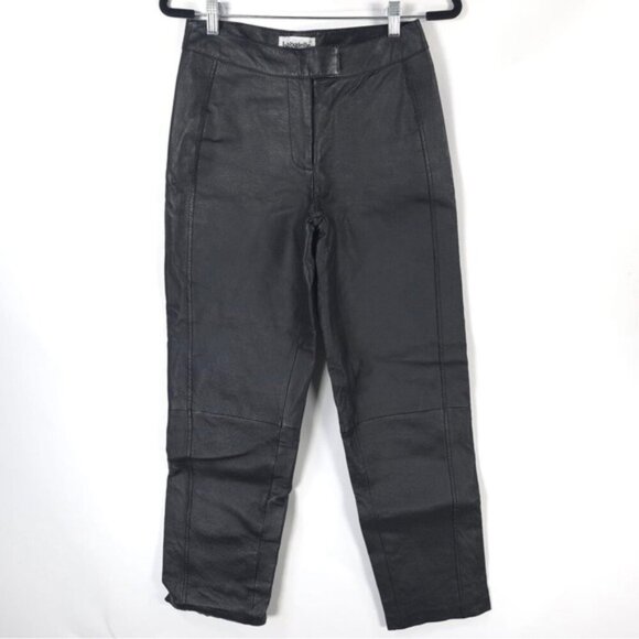 bagatelle Pants - Bagatelle 100%‎ LEATHER Lined Black Straight Pants 31-2597-8 Size 4P